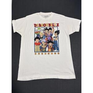 Dragon Ball Z Tshirt Men’s Large White Graphic Goku Retro DBZ Anime Tee*